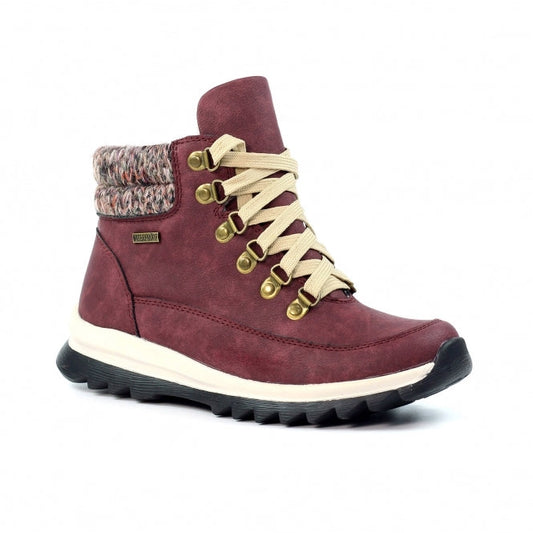 Lunar Jett Women's Waterproof Lace Up/Zip Ankle Boot Burgundy