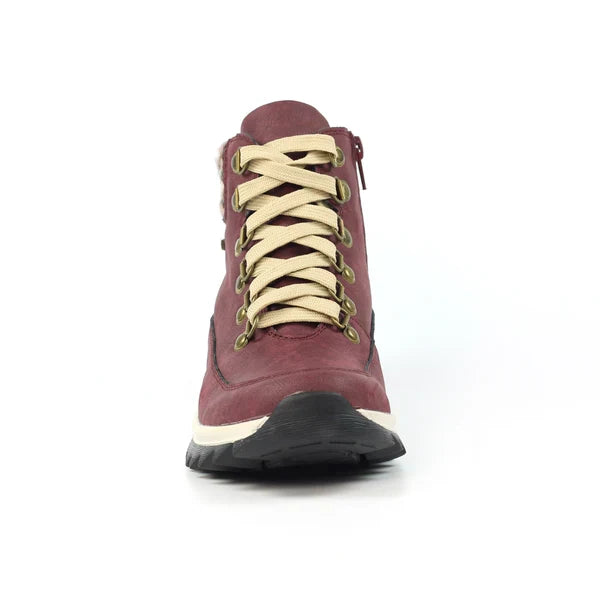 Lunar Jett Women's Waterproof Lace Up/Zip Ankle Boot Burgundy