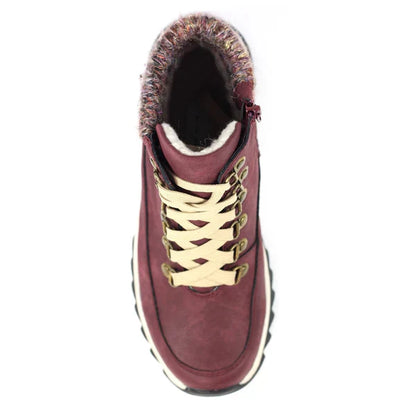 Lunar Jett Women's Waterproof Lace Up/Zip Ankle Boot Burgundy