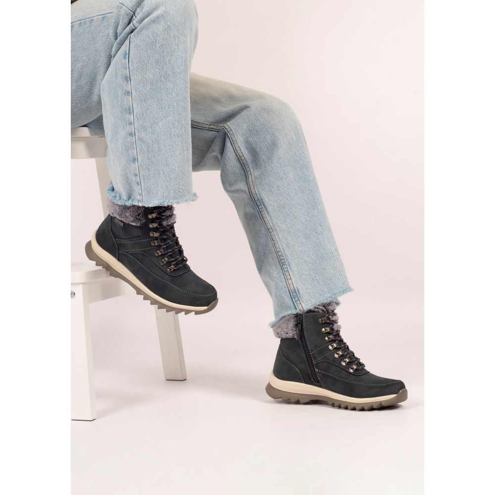 Lunar Jett II Women's Waterproof Lace Up/Zip Ankle Boot Navy