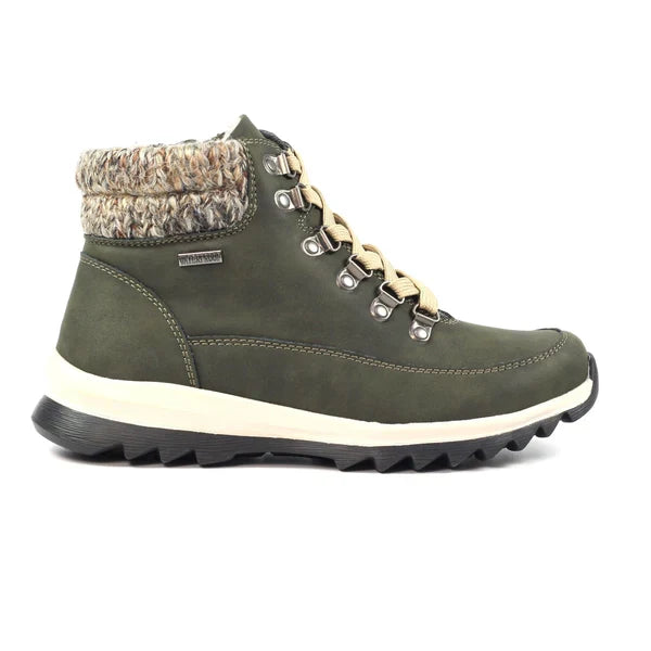Lunar Jett Women's Waterproof Lace Up/Zip Ankle Boot Olive