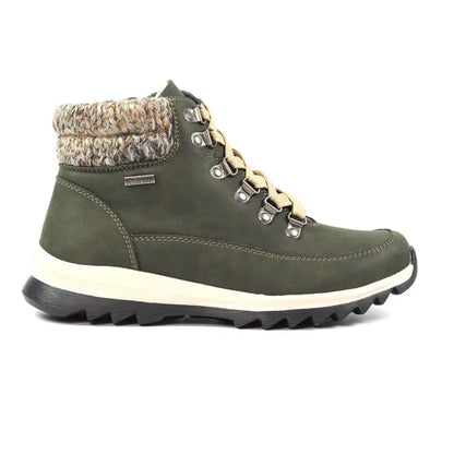 Lunar Jett Women's Waterproof Lace Up/Zip Ankle Boot Olive