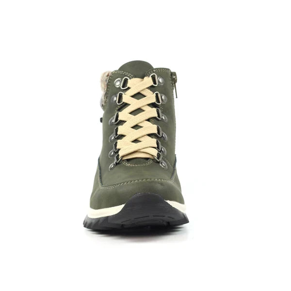 Lunar Jett Women's Waterproof Lace Up/Zip Ankle Boot Olive