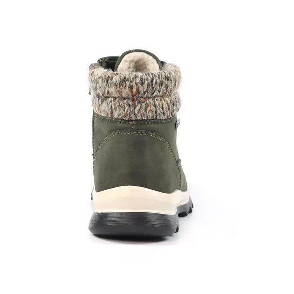 Lunar Jett Women's Waterproof Lace Up/Zip Ankle Boot Olive