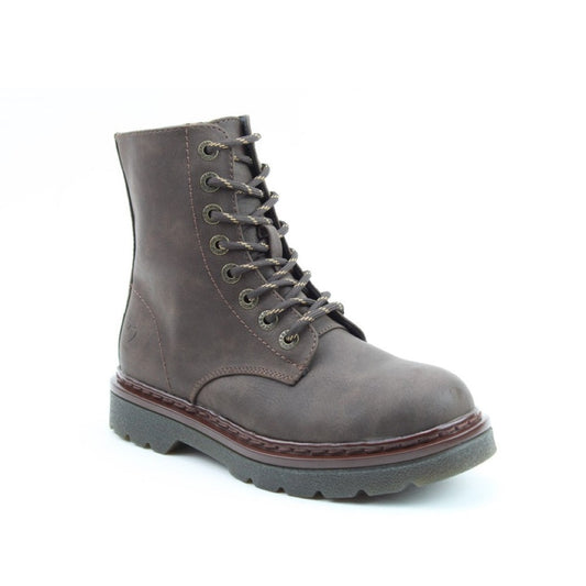 Heavenly Feet Justina2 NBK Women's 8 Eye Lace Up/Zip Up Ankle Boot Bark VEGAN FRIENDLY