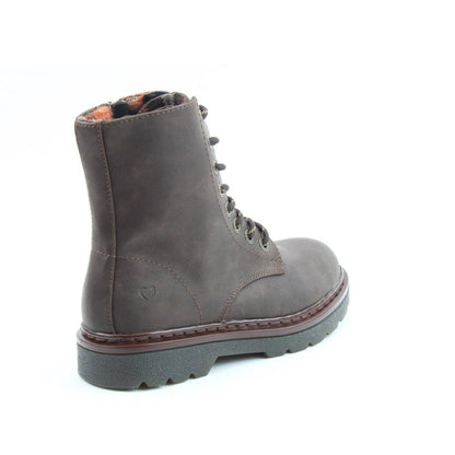 Heavenly Feet Justina2 NBK Women's 8 Eye Lace Up/Zip Up Ankle Boot Bark VEGAN FRIENDLY