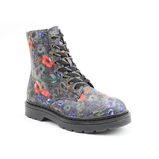 Heavenly Feet Justina2 Women's 8 Eye Lace Up/Zip Up Ankle Boot Poppy VEGAN FRIENDLY