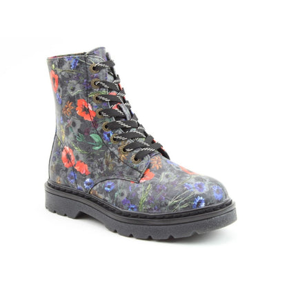 Heavenly Feet Justina2 Women's 8 Eye Lace Up/Zip Up Ankle Boot Poppy VEGAN FRIENDLY