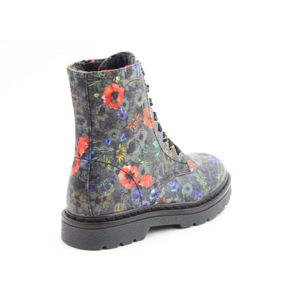 Heavenly Feet Justina2 Women's 8 Eye Lace Up/Zip Up Ankle Boot Poppy VEGAN FRIENDLY