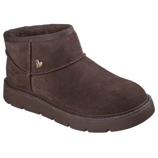 Skechers Keepsakes Cozy Mini Slip In Memory Foam Ankle Boot Chocolate