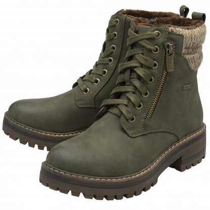 Lotus Stefani Women's Lace Up / Zip Up Ankle Boot Khaki
