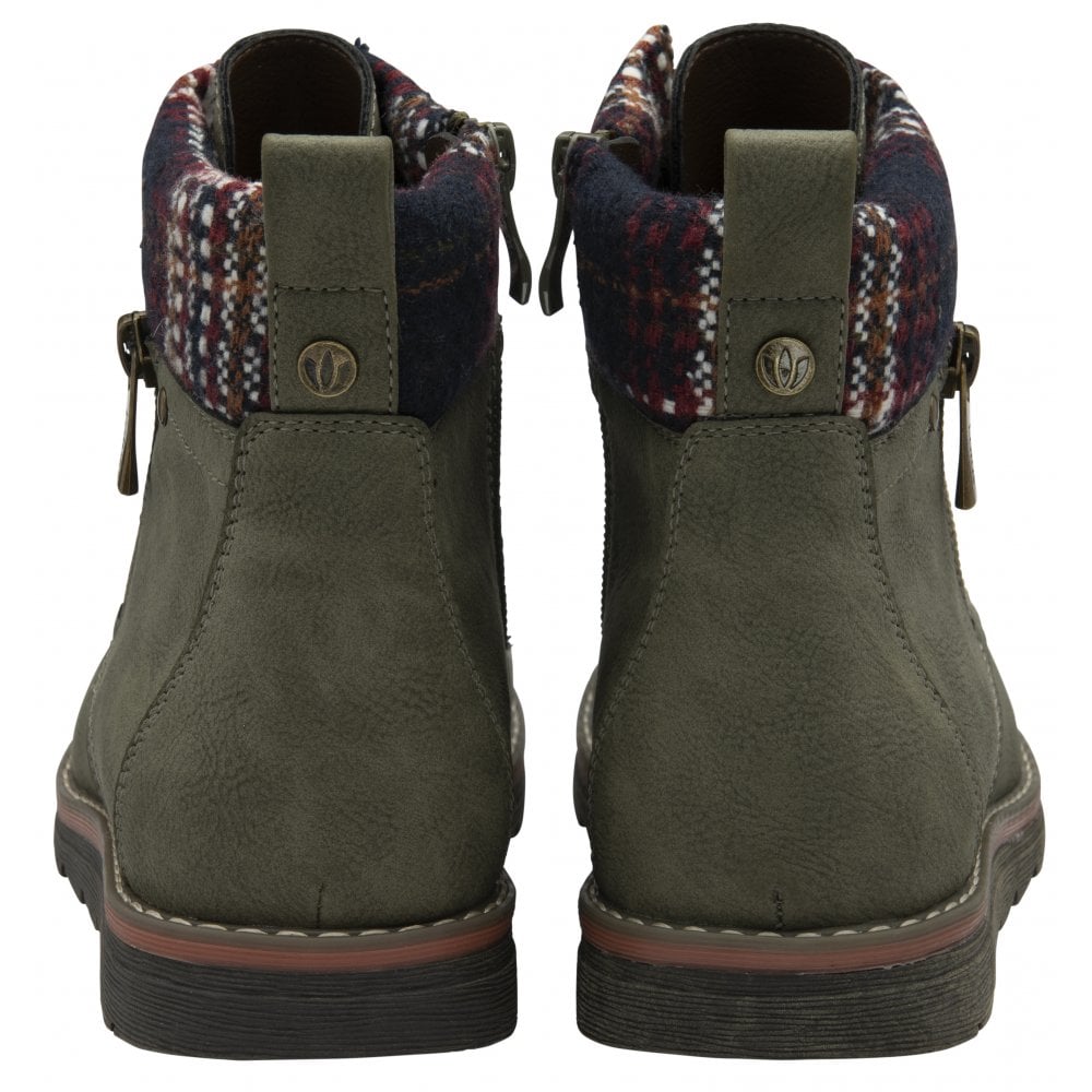 Lotus Montreal Women's Lace Up / Zip Up Ankle Boot Khaki