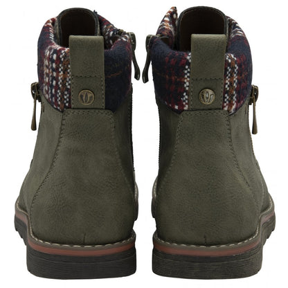 Lotus Montreal Women's Lace Up / Zip Up Ankle Boot Khaki