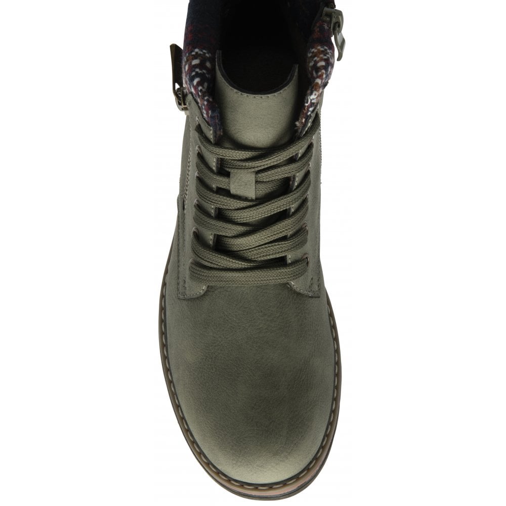 Lotus Montreal Women's Lace Up / Zip Up Ankle Boot Khaki
