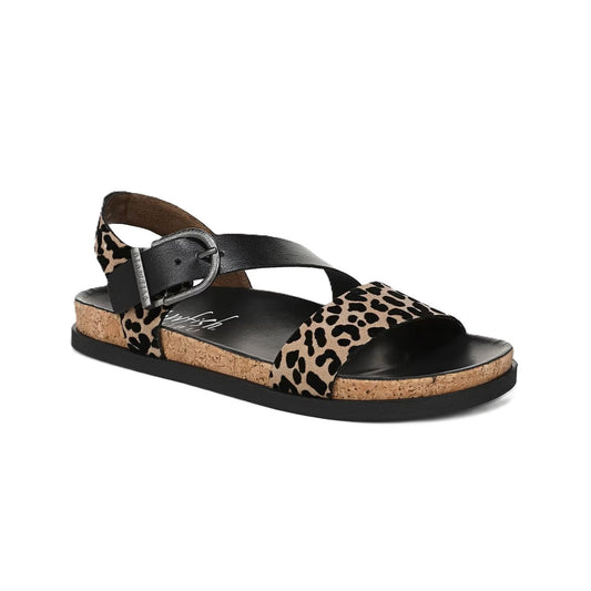 Blowfish Malibu Lance Women's Vegan Open Toe Side Buckle Sandal Black/Leopard
