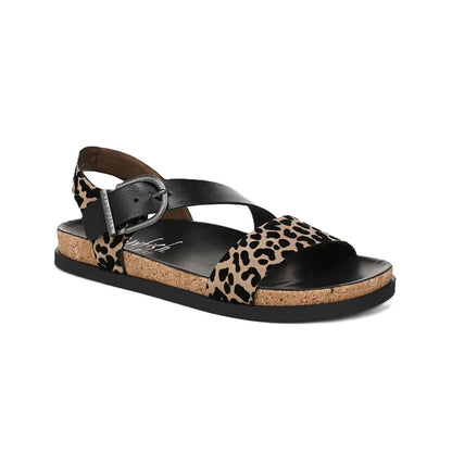 Blowfish Malibu Lance Women's Vegan Open Toe Side Buckle Sandal Black/Leopard