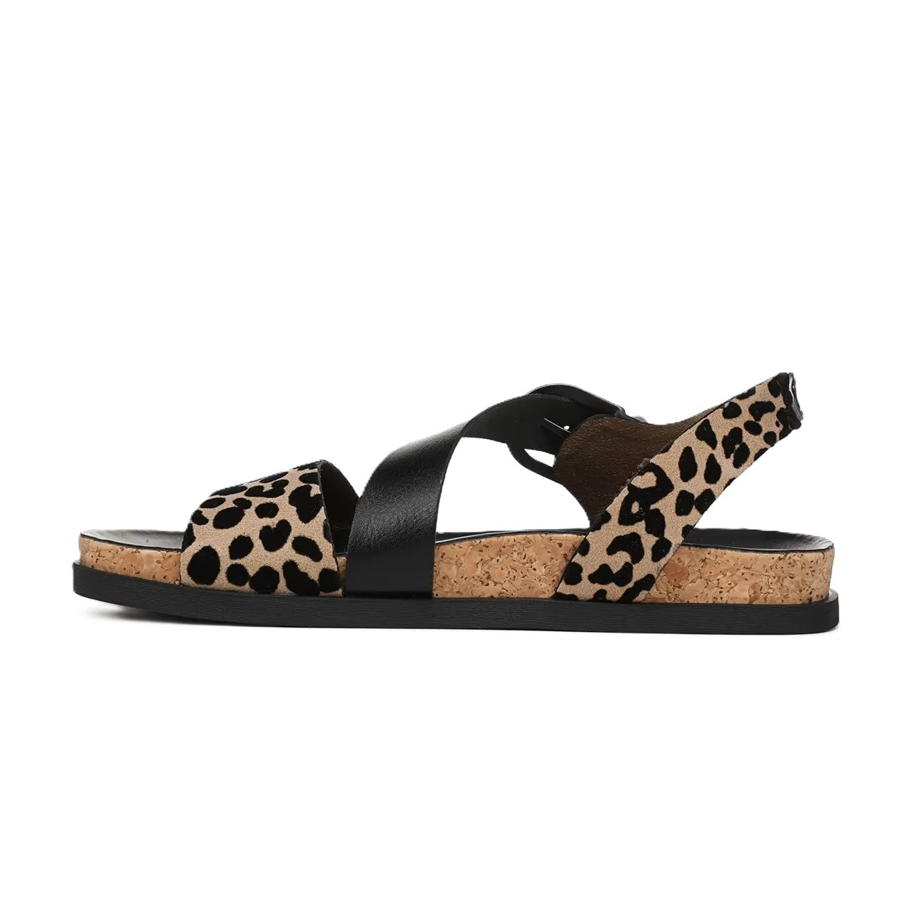 Blowfish Malibu Lance Women's Vegan Open Toe Side Buckle Sandal Black/Leopard