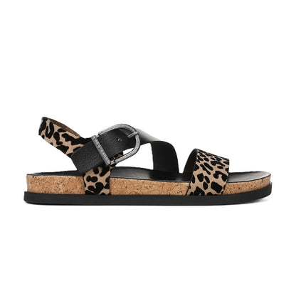 Blowfish Malibu Lance Women's Vegan Open Toe Side Buckle Sandal Black/Leopard
