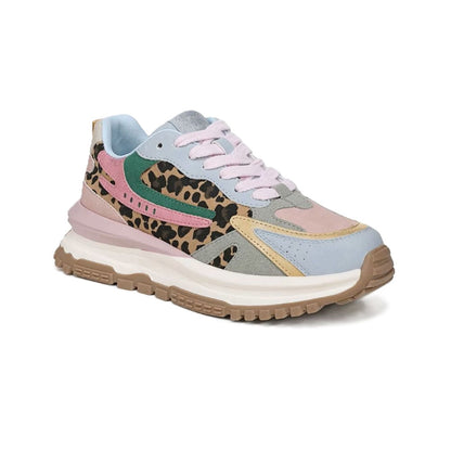 Blowfish Malibu Leo Women's Retro Funky Lace Up Trainer Cloud Blue / Leopard