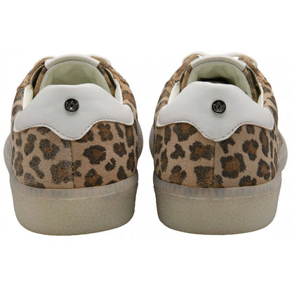 Lotus Frapporta Women's Leather Low Profile Lace Up Trainer Leopard Print