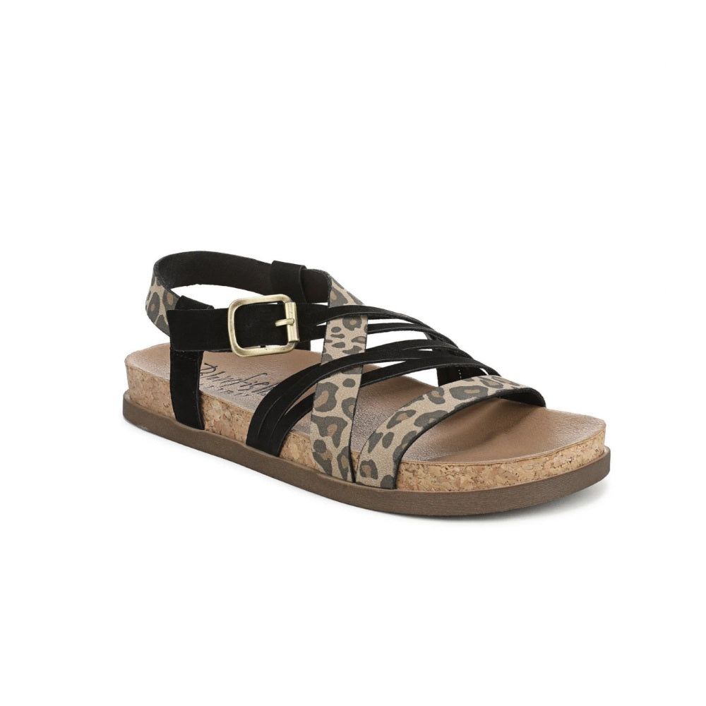 Blowfish Malibu Light Up Women's Buckle Strappy Flatform Vegan Sandal Black/Leopard