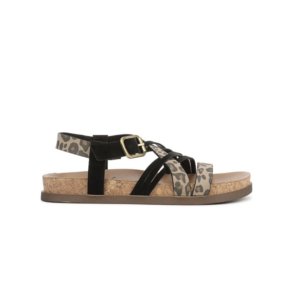 Blowfish Malibu Light Up Women's Buckle Strappy Flatform Vegan Sandal Black/Leopard
