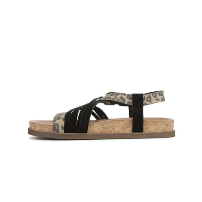 Blowfish Malibu Light Up Women's Buckle Strappy Flatform Vegan Sandal Black/Leopard