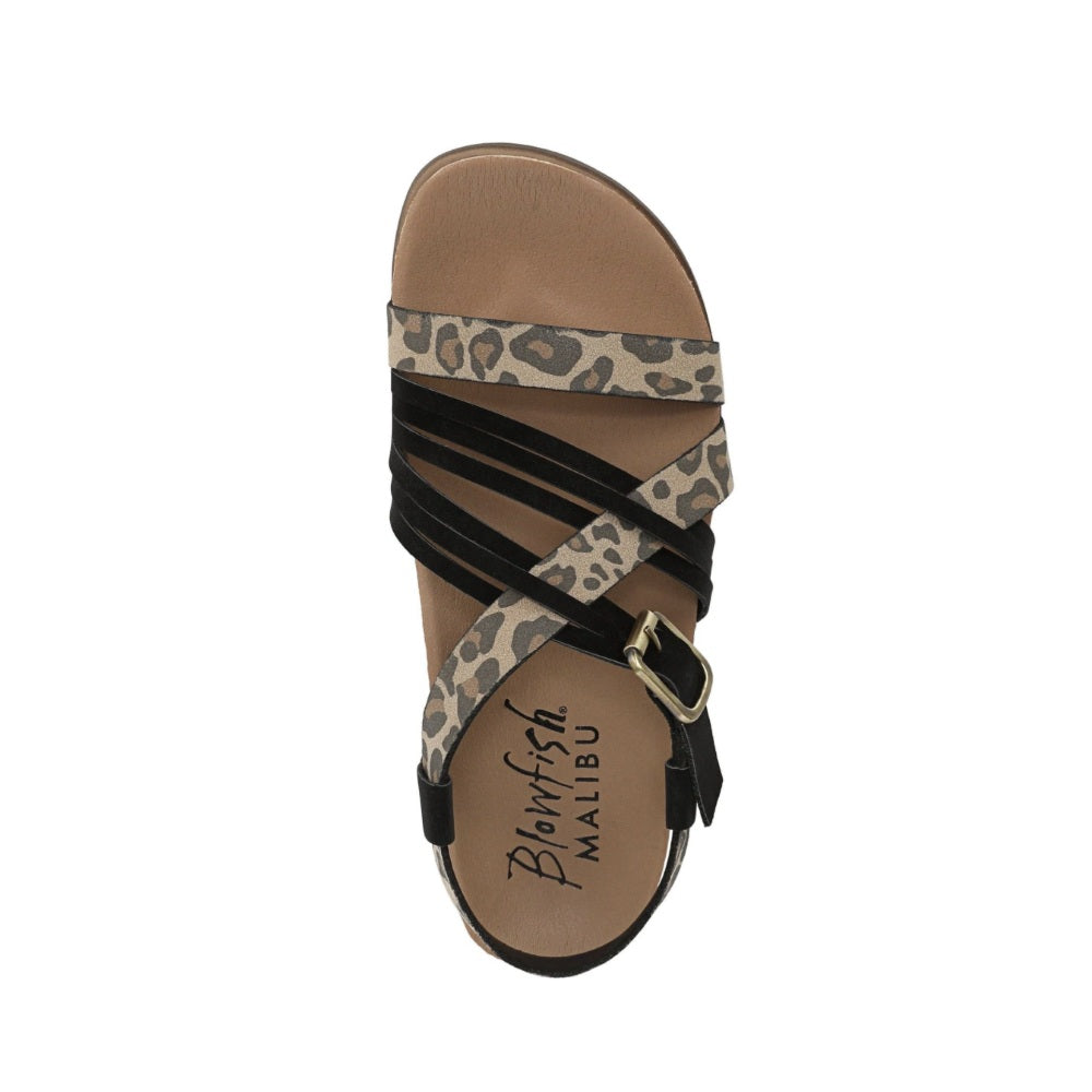 Blowfish Malibu Light Up Women's Buckle Strappy Flatform Vegan Sandal Black/Leopard