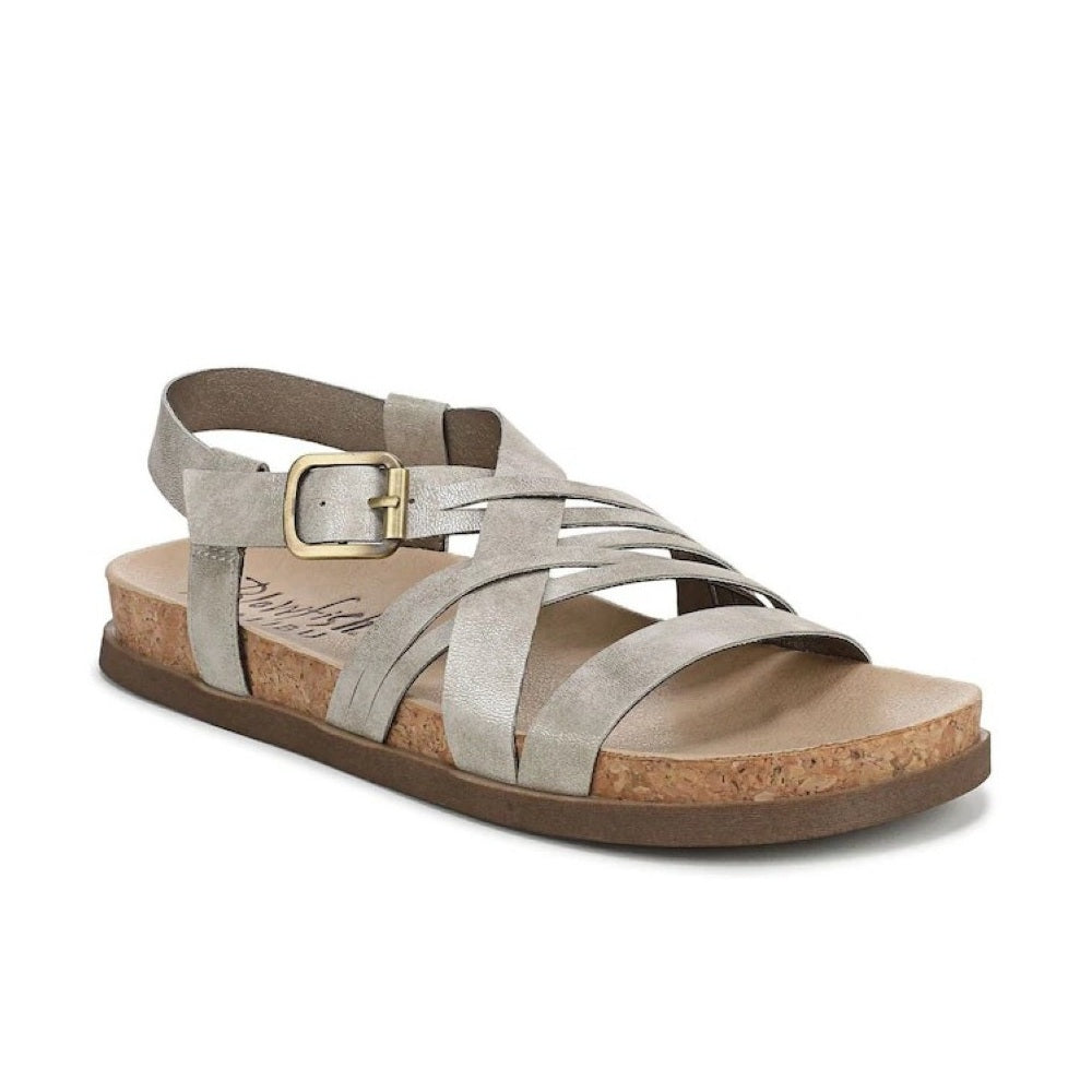 Blowfish Malibu Light Up Women's Buckle Strappy Flatform Vegan Sandal Frost Metallic White