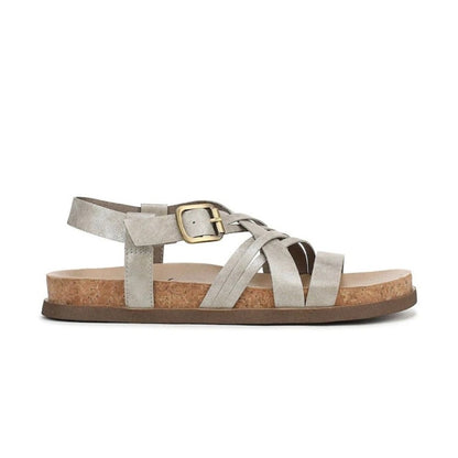 Blowfish Malibu Light Up Women's Buckle Strappy Flatform Vegan Sandal Frost Metallic White