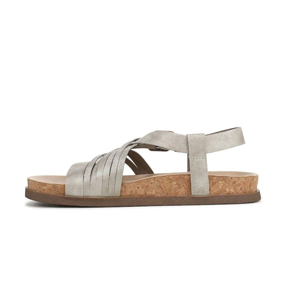 Blowfish Malibu Light Up Women's Buckle Strappy Flatform Vegan Sandal Frost Metallic White