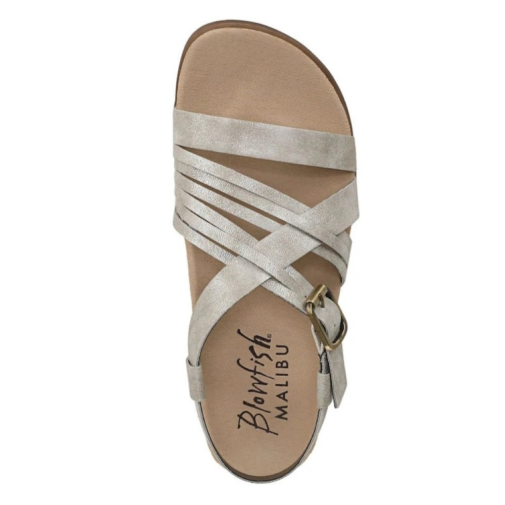 Blowfish Malibu Light Up Women's Buckle Strappy Flatform Vegan Sandal Frost Metallic White