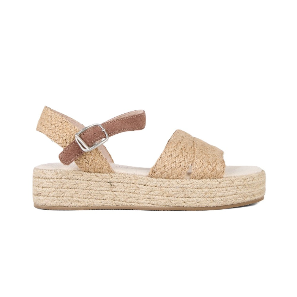 Emu Mackenzie Women's Espadrille Platform Ankle Buckle Sandal Natural