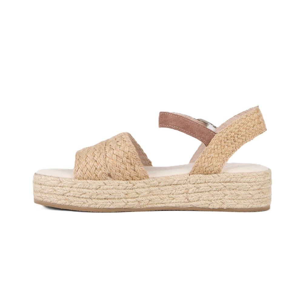 Emu Mackenzie Women's Espadrille Platform Ankle Buckle Sandal Natural