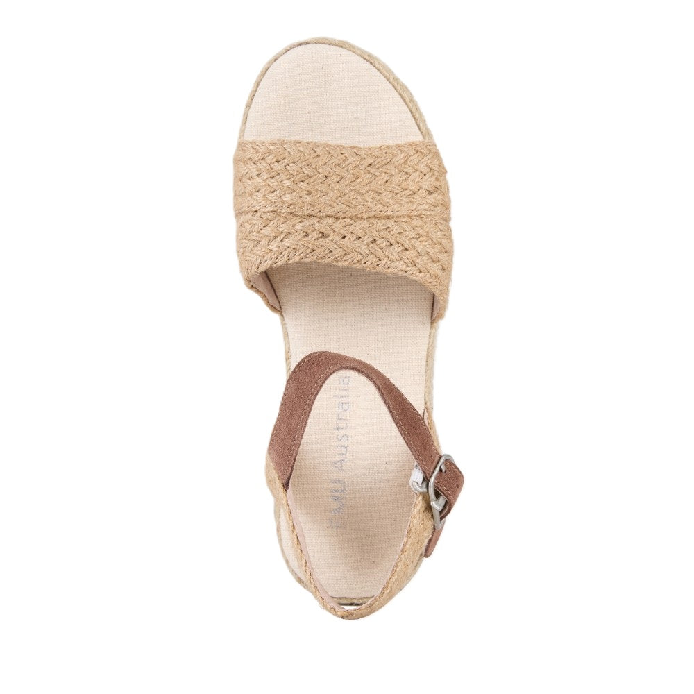 Emu Mackenzie Women's Espadrille Platform Ankle Buckle Sandal Natural