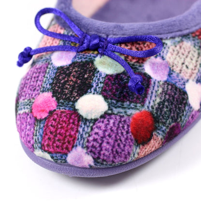 Lunar Magic Women's Full Slipper Pom Pom Effect Purple