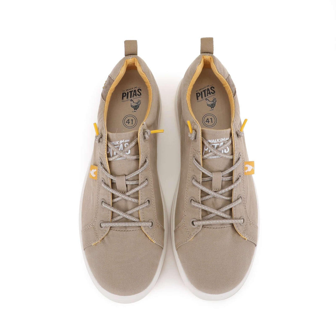 Walk In Pitas Malibu Men's Lightweight Hi-Grip Lace Up Sneaker Trainer Beige