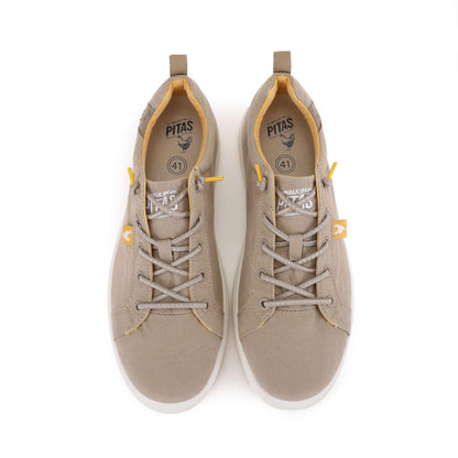 Walk In Pitas Malibu Men's Lightweight Hi-Grip Lace Up Sneaker Trainer Beige