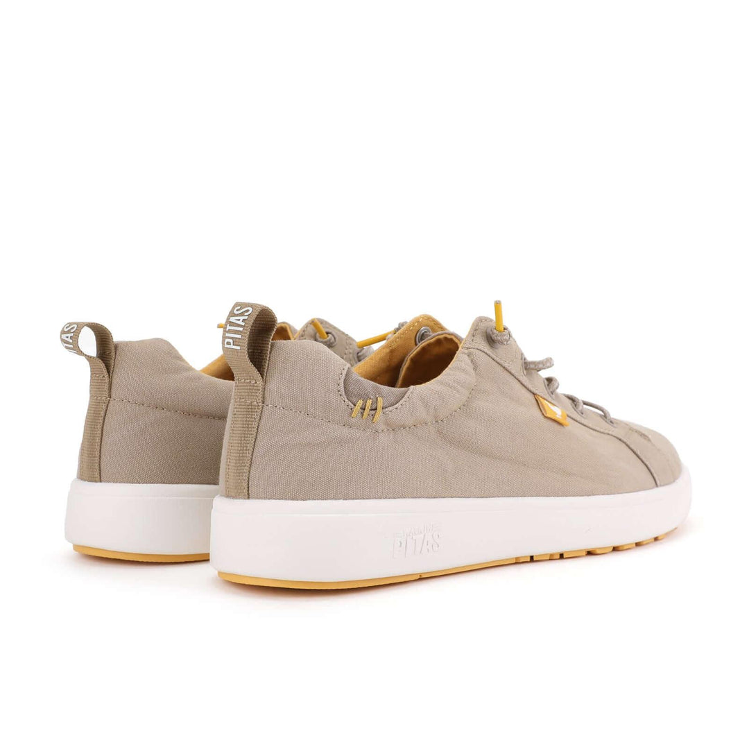 Walk In Pitas Malibu Men's Lightweight Hi-Grip Lace Up Sneaker Trainer Beige