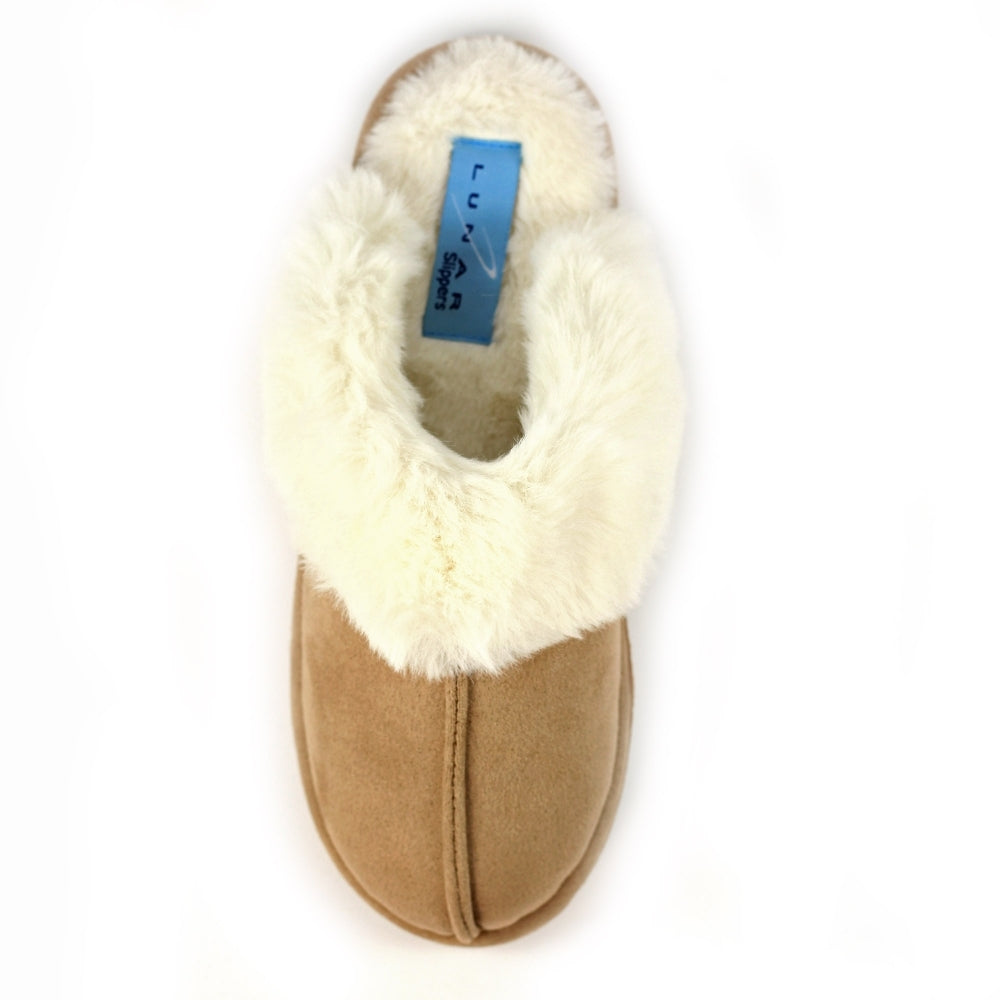 Lunar Margarita II Women's Fur Line Mule Slipper Taupe