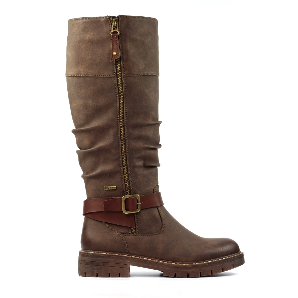 Lunar Margo Women's Zip Up Long Waterproof Boot Brown