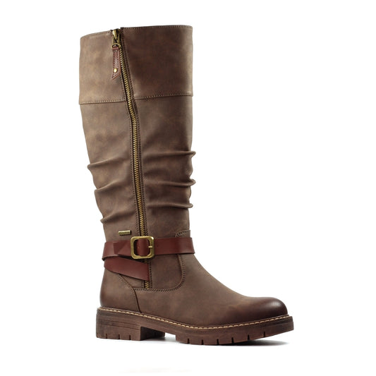 Lunar Margo Women's Zip Up Long Waterproof Boot Brown