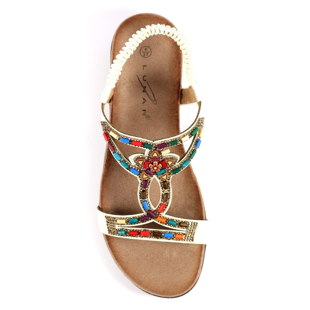 Lunar Mariella Women's Beaded Sandal White