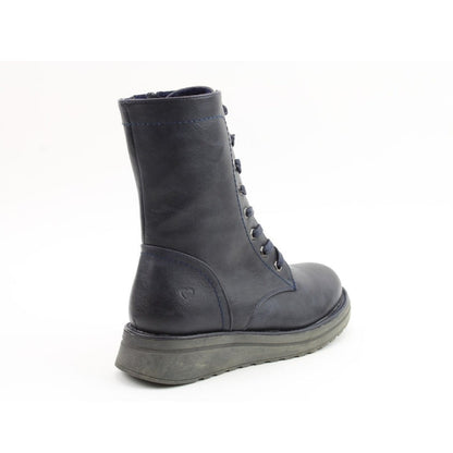 Heavenly Feet Martina4 Lace Up Wedge Boot Navy VEGAN FRIENDLY