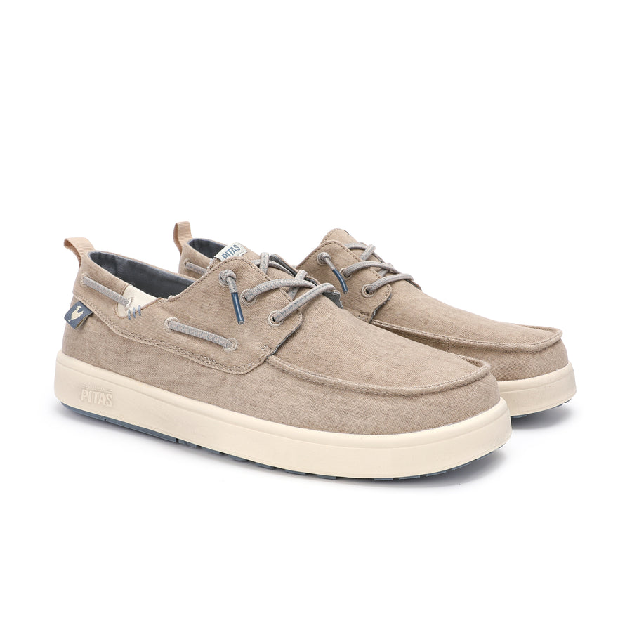Walk In Pitas Maui Flax Men's Lightweight Boat Shoe Beige