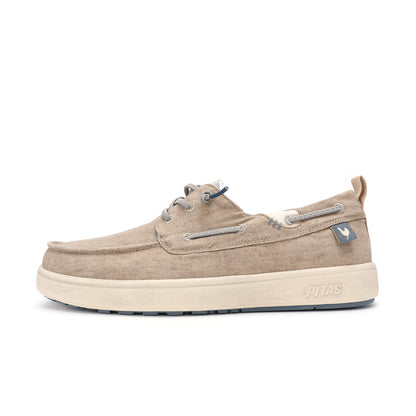 Walk In Pitas Maui Flax Men's Lightweight Boat Shoe Beige