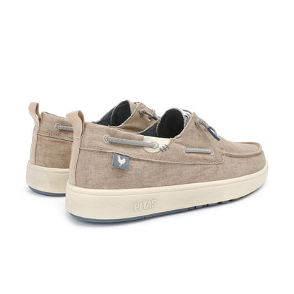 Walk In Pitas Maui Flax Men's Lightweight Boat Shoe Beige