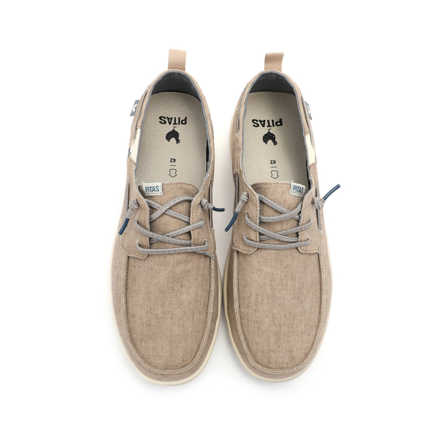 Walk In Pitas Maui Flax Men's Lightweight Boat Shoe Beige