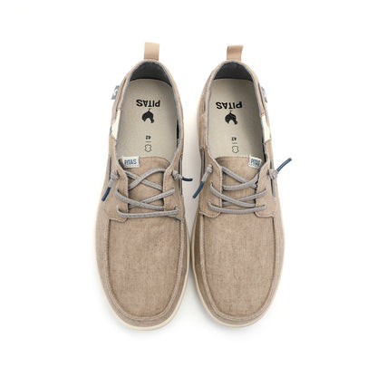 Walk In Pitas Maui Flax Men's Lightweight Boat Shoe Beige