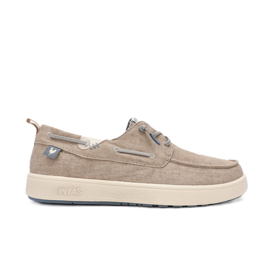 Walk In Pitas Maui Flax Men's Lightweight Boat Shoe Beige